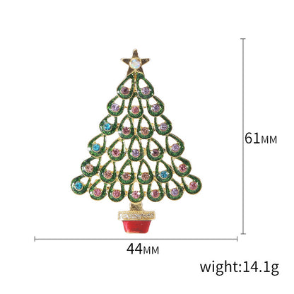 Fashion Pin Christmas Tree Alloy Inlay Rhinestones Women'S Brooches