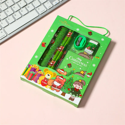 1 Set Cartoon Learning Christmas Plastic Cartoon Style Stationary Sets