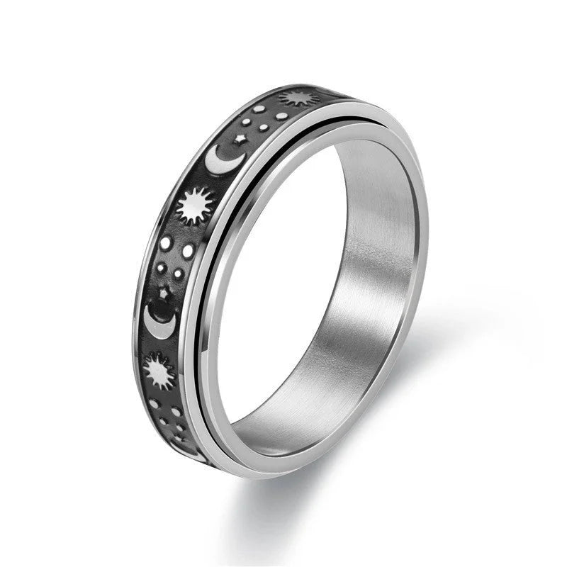 New Fashion Anti-anxiety Rotating Titanium Steel Decompression Couple Ring