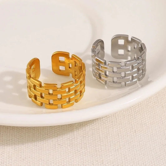 Vacation French Style Geometric 304 Stainless Steel 18K Gold Plated Open Rings