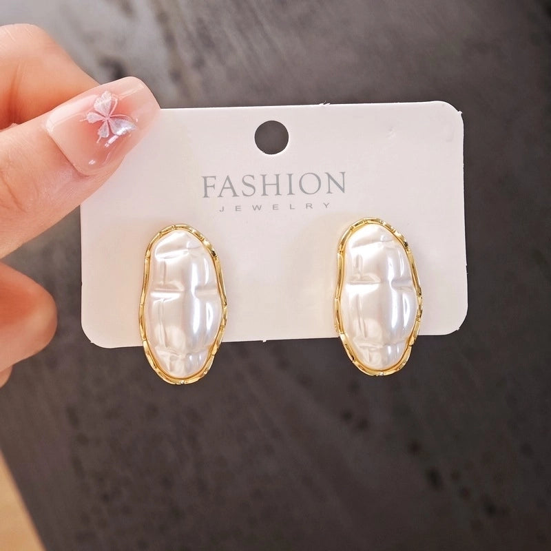 10 Pieces Minimalist Heart Shape Flower Bow Knot Imitation Pearl Alloy Rhinestone Irregular Women\'S Earrings 1 Pair