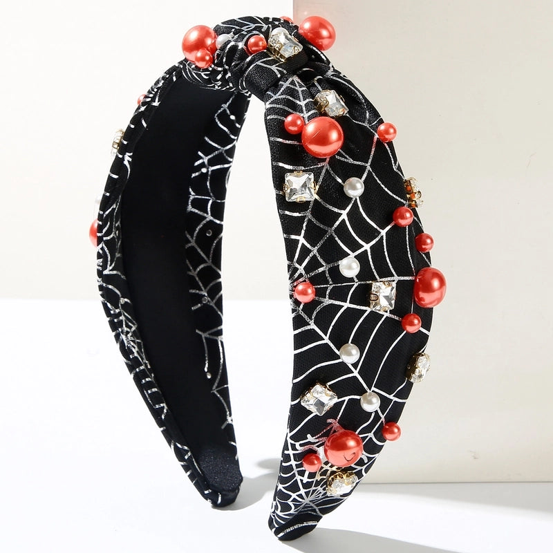 Women's Hip-Hop Funny Halloween Pattern Spider Web Alloy Diamond Hair Band