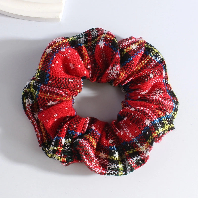 Classic Style Women's Plaid Snowflake Cloth Hair Tie