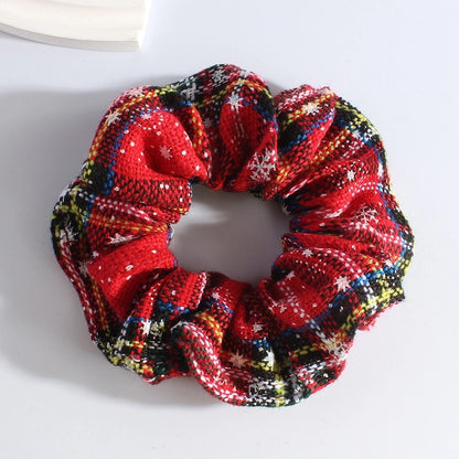 Classic Style Women's Plaid Snowflake Cloth Hair Tie