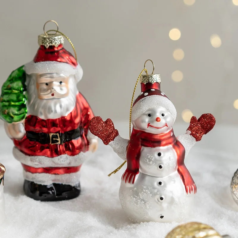 Christmas Minimalist Santa Claus Glass Holiday Daily Ornaments