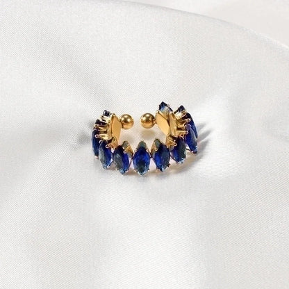 1 Piece Fashion Horse Eye Titanium Steel Plating Inlay Zircon Open Ring