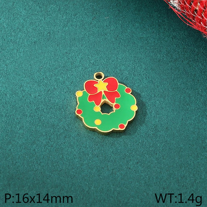 Christmas Elements Series Diy Accessories Stainless Steel Elk Santa Claus Snowflake Gloves Pendant