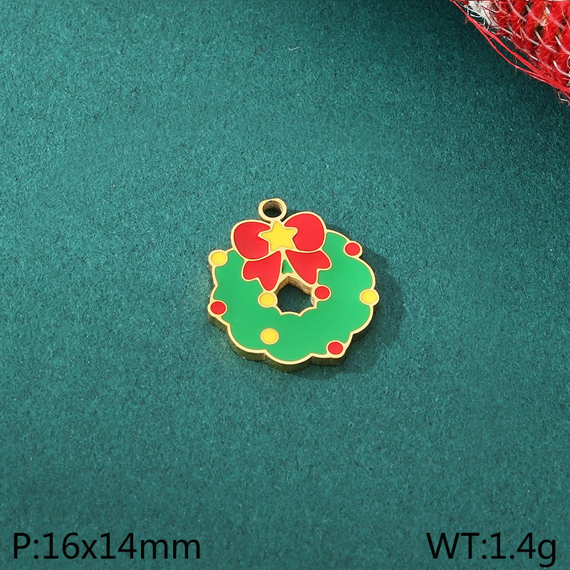 Diy Christmas Elements Oil Drop Stainless Steel Accessories Pendant Christmas Tree Santa Claus Snowman Reindeer