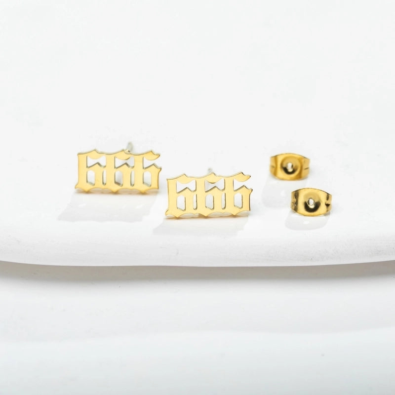 1 Pair Minimalist Number Plating Hollow Out 304 Stainless Steel 18K Gold Plated Ear Studs