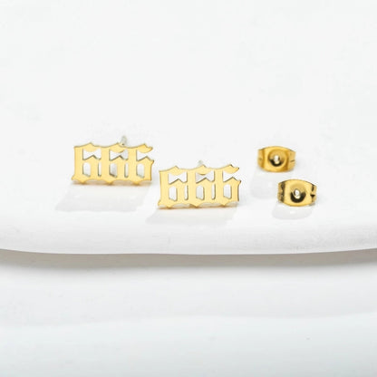 1 Pair Minimalist Number Plating Hollow Out 304 Stainless Steel 18K Gold Plated Ear Studs