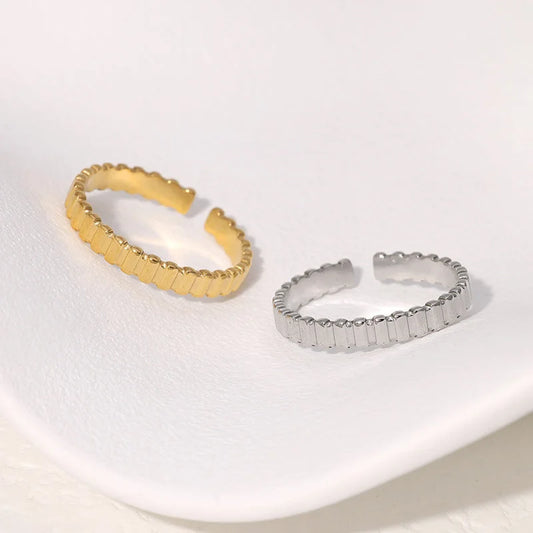 Open Ring Minimalist Stripe Geometric Stainless Steel Electroplating Rings
