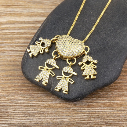 2 Pieces Exaggerated Novelty Modern Style Human Copper Plating Inlay 18K Gold Plated Zircon Pendant Necklace