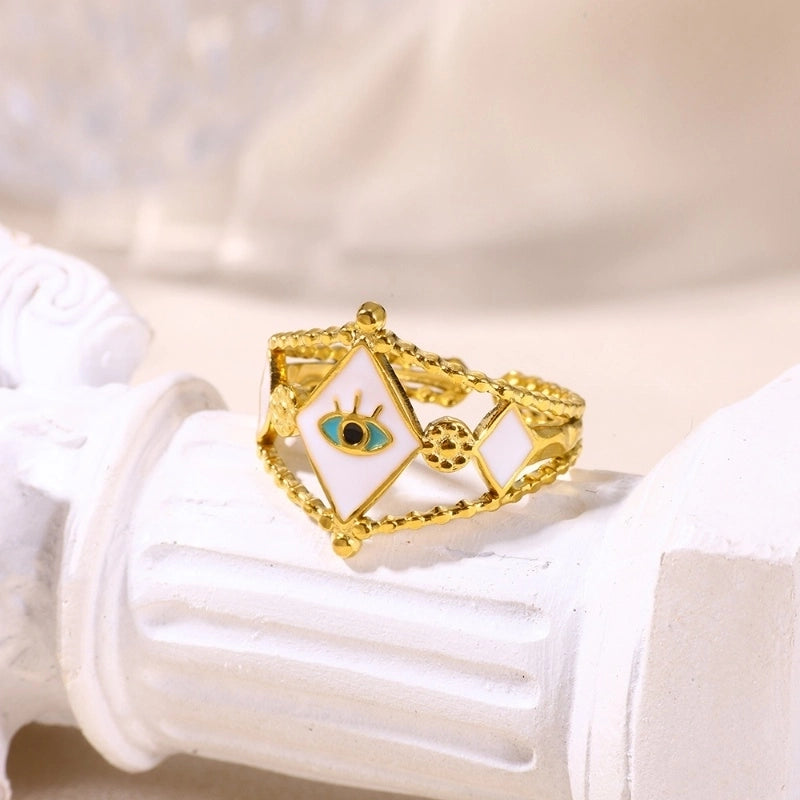 Classical Gothic Funny Devil's Eye 304 Stainless Steel Open Rings