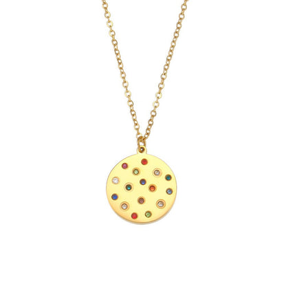 Fashion Ellipse Quadrilateral Round Geometric Stainless Steel 18K Gold Plated Necklaces