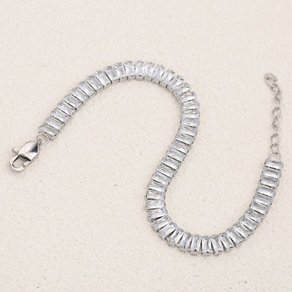 Classic Style Shiny Rectangle 304 Stainless Steel Crystal Zirconium 18K Gold Plated Crystal Zirconium Bracelets In Bulk