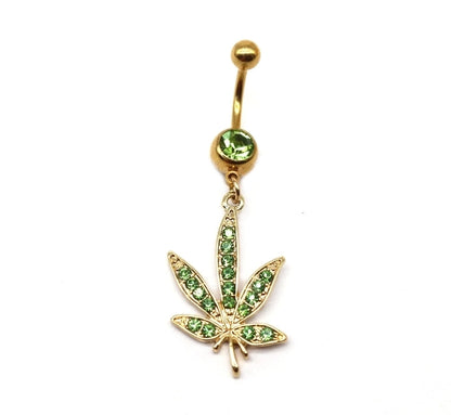 Elegant Sunflower Maple Leaf Stainless Steel Alloy Copper Epoxy Inlay Rhinestones White Gold Plated Gold Plated Belly Ring