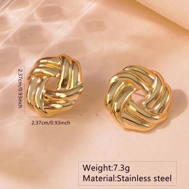 1 Pair Minimalist Commute Geometric 304 Stainless Steel Imitation Gold Ear Studs