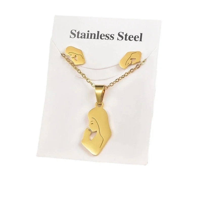 Fashion Heart Shape Butterfly Bird Titanium Steel Plating Women's Earrings Necklace