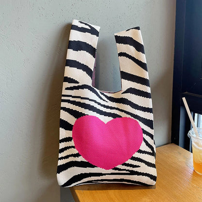 Vest Bag Vest Bag Cute Panda Large Knitted Shoulder Handbag Hand Bag Commuter Large Capacity Wrist Bag