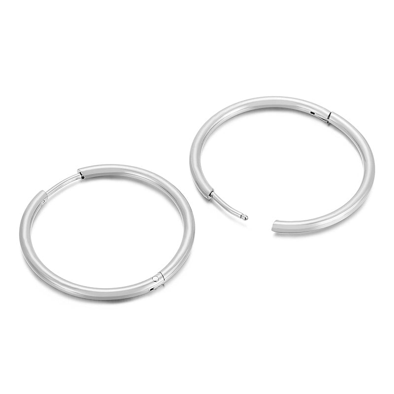 1 Pair Streetwear Solid Color Titanium Steel 18K Gold Plated Hoop Earrings