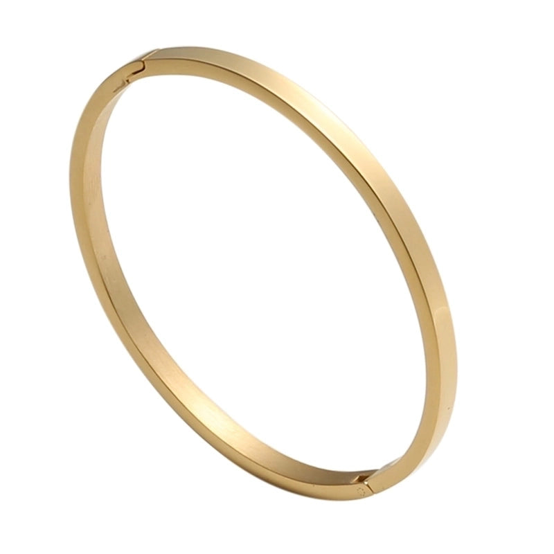 Minimalist Solid Color Stainless Steel Gold Plated Bangle In Bulk