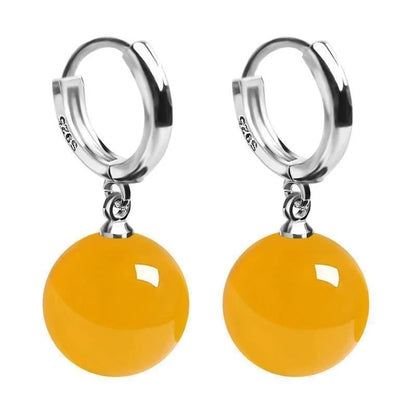 1 Pair Elegant Round Agate Drop Earrings