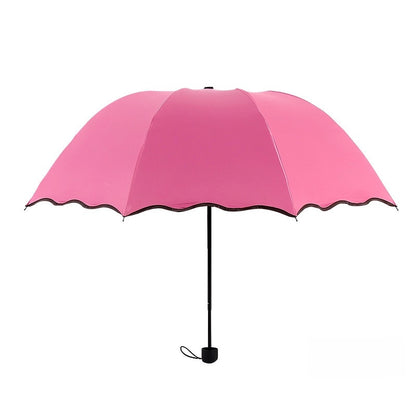 Water Flowering Umbrella Manufacturers Folding Advertising Gift Umbrellas Black Rubber Rain And Shine Dual-use Three-fold Sun Umbrella