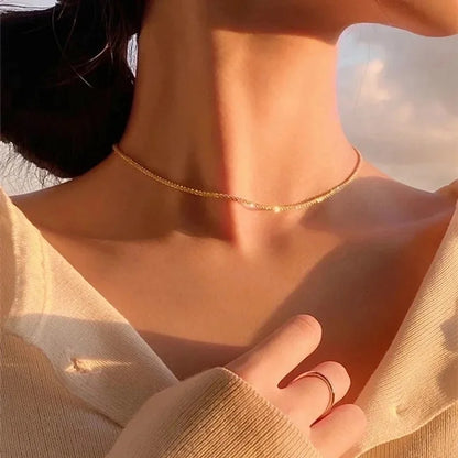 Minimalist Solid Color Titanium Steel Bracelets Anklet Necklace