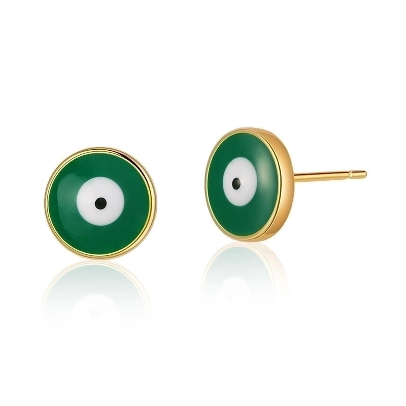 1 Pair Retro Sweet Triangle Devil\'s Eye Heart Shape Enamel Plating Inlay Copper Zircon 18k Gold Plated Ear Studs