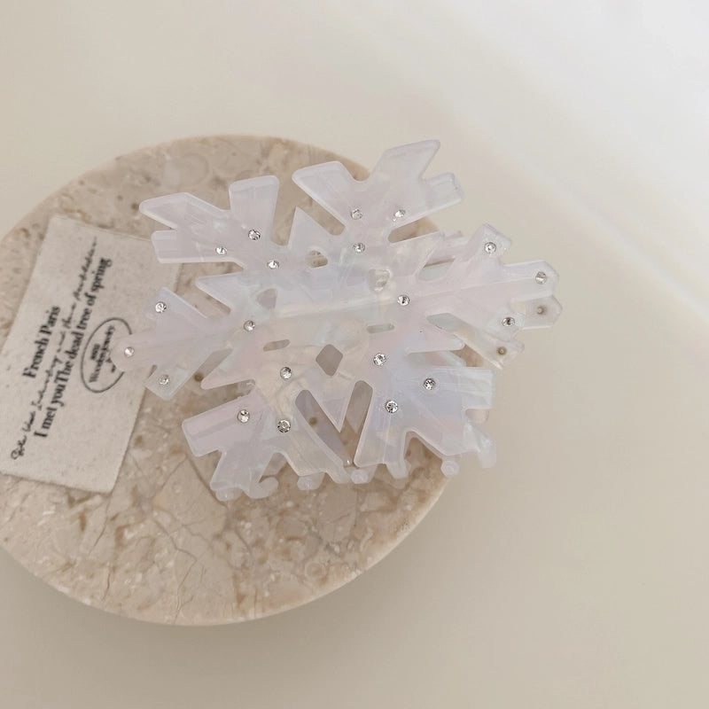 Women's Casual Solid Color Snowflake Arylic Hair Claws