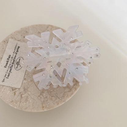 Women's Casual Solid Color Snowflake Arylic Hair Claws