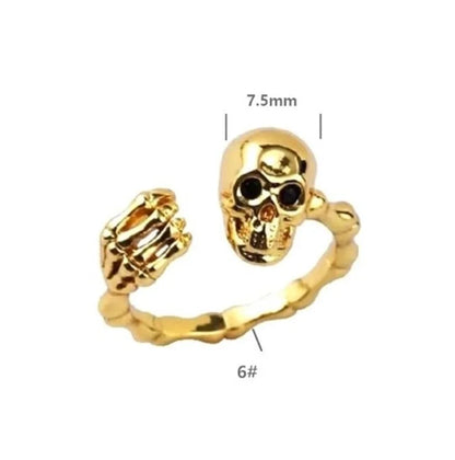 925 Sterling Silver Hand Skull Open Rings