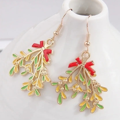 1 Pair Minimalist Christmas Tree Enamel Alloy Drop Earrings