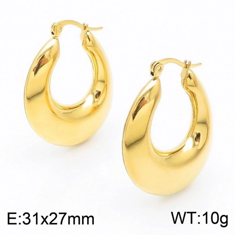 1 Pair Minimalist U Shape Plating Titanium Steel 18K Gold Plated Hoop Earrings