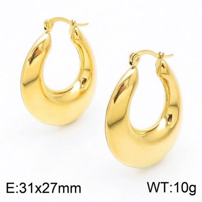 1 Pair Minimalist U Shape Plating Titanium Steel 18K Gold Plated Hoop Earrings