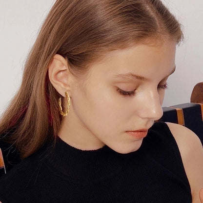 1 Pair Minimalist C Shape Plating 201 Stainless Steel Hoop Earrings Ear Studs