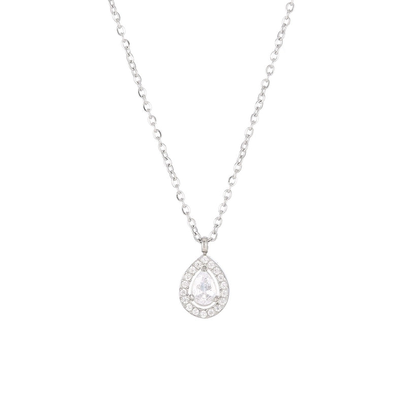 2 Pieces Elegant Minimalist Water Droplets 304 Stainless Steel Zircon White Gold Plated Gold Plated Plating Inlay Pendant Necklace