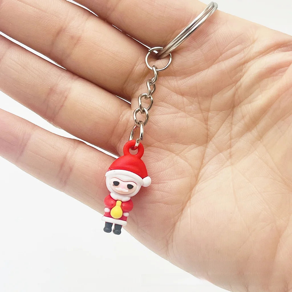 Cute Santa Claus Snowman PVC Christmas Unisex Bag Pendant Keychain
