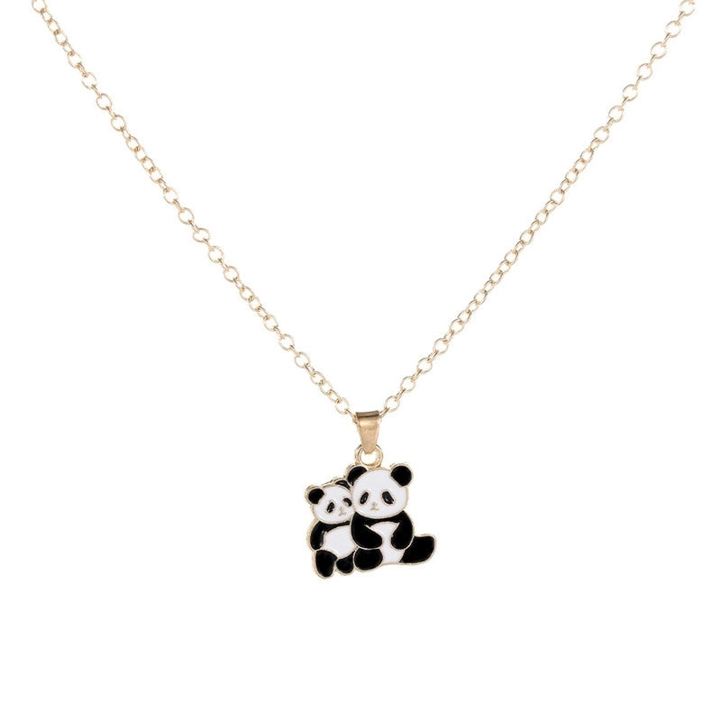 Cartoon Style Cute Panda K Gold Plated 201 Stainless Steel Zinc Alloy Pendant Necklace