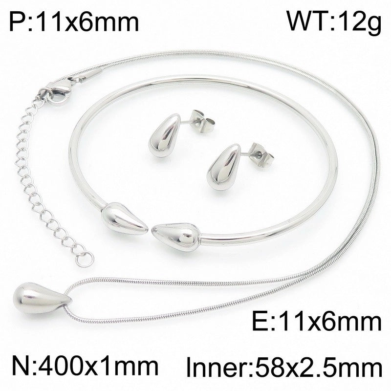 1 Pair Minimalist Water Droplets Plating Stainless Steel 18K Gold Plated Earrings