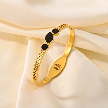 Elegant Romantic Solid Color Titanium Steel Rhinestones Bangle In Bulk