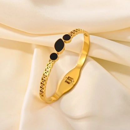 Elegant Romantic Solid Color Titanium Steel Rhinestones Bangle In Bulk