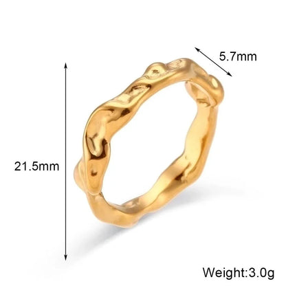 Minimalist Solid Color 304 Stainless Steel 18K Gold Plated Plating Rings