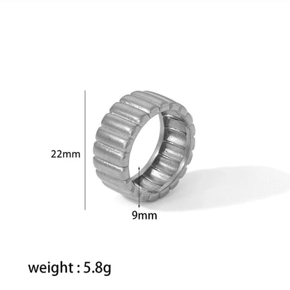 304 Stainless Steel 18K Gold Plated Retro Roman Style Plating Circle Gear Rings Earrings