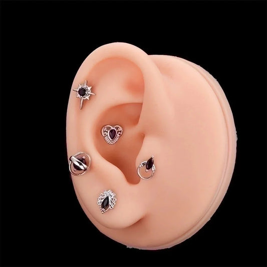 1 Piece Ear Cartilage Rings & Studs Fashion Solid Color 316L Stainless Steel Copper Plating Inlay Zircon
