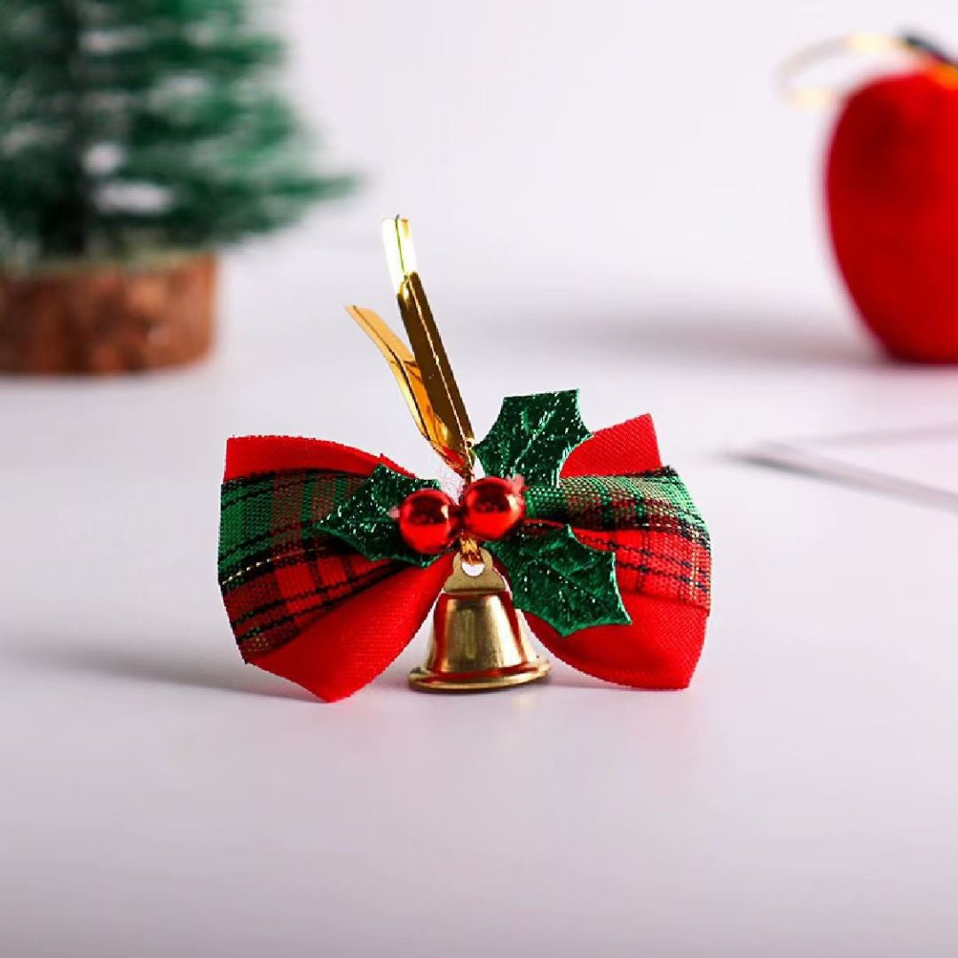 10 Pieces New Year Gift Set Handmade Double Bells Bowknot Christmas Tree Diy Home Living Pet Supplies