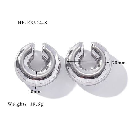 1 Piece Minimalist Classic Style Solid Color Plating 304 Stainless Steel Ear Cuffs