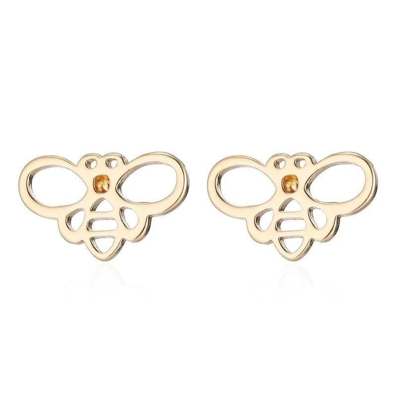 Minimalist Christmas Tree Heart Shape Elk Stainless Steel Plating Hollow Out Ear Studs 1 Pair