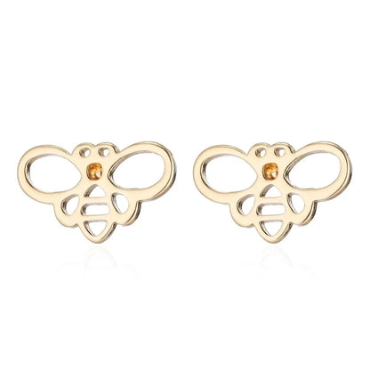 Minimalist Christmas Tree Heart Shape Elk Stainless Steel Plating Hollow Out Ear Studs 1 Pair