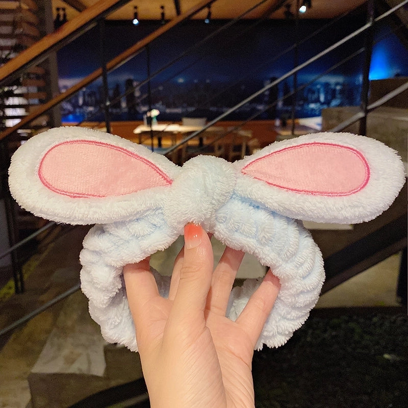 Cat Ears Hair Band Hair Band Korean Plush Internet Celebrity Rabbit Ear Hair Accessories Bow Face Wash Hair Band